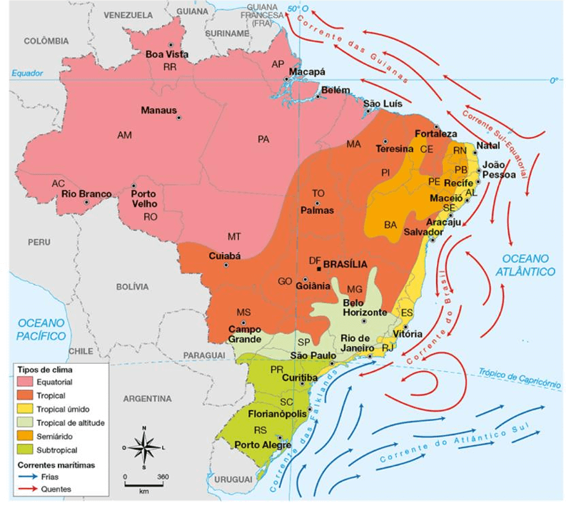 tipos de climas do Brasil