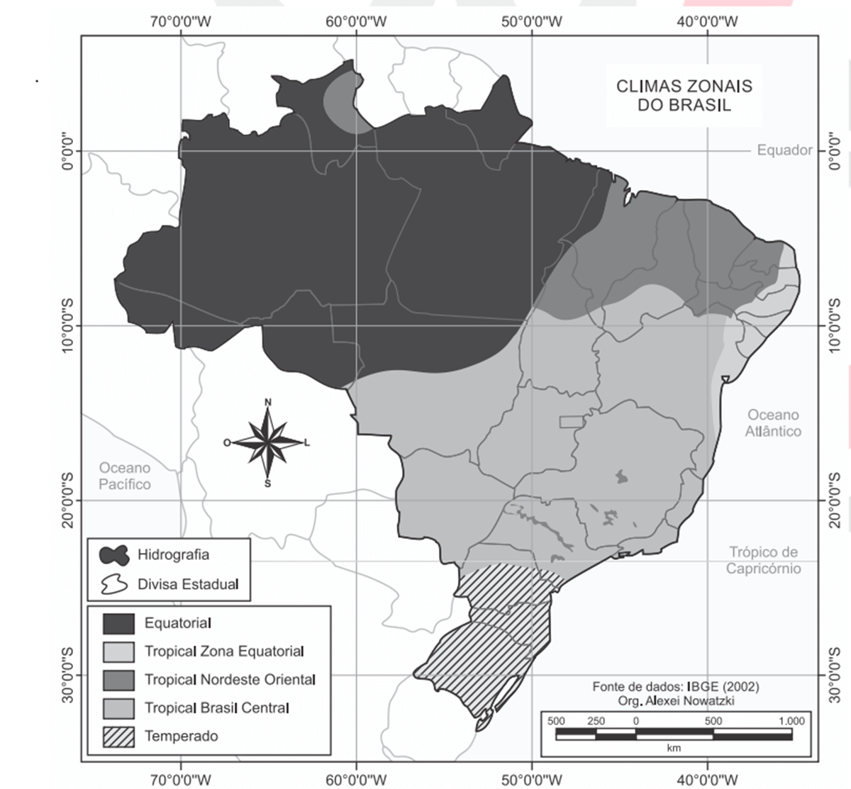 Mapa dos tipos climáticos do Brasil