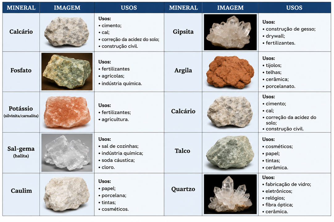 Utilidade econômica dos minerais não metálicos