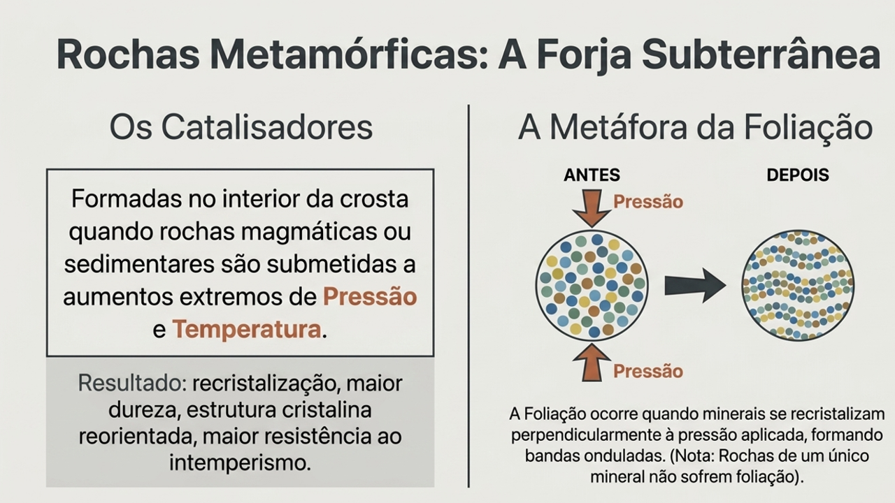 Processo de foliação nas rochas metamórficas