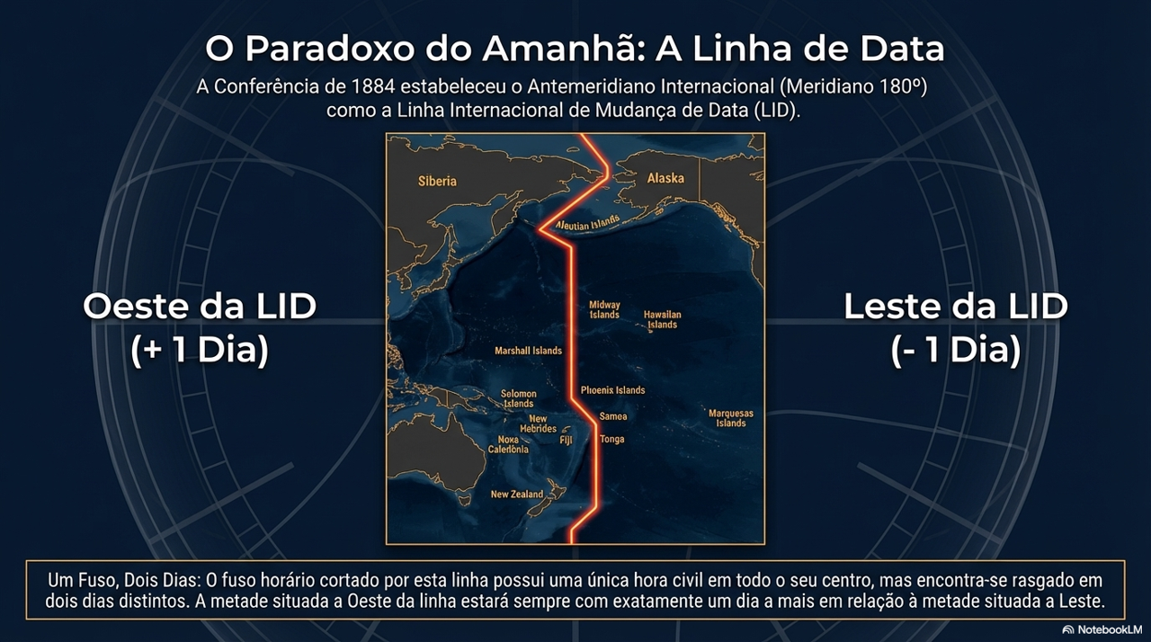 Linha Internacional de Data no meridiano de 180 graus