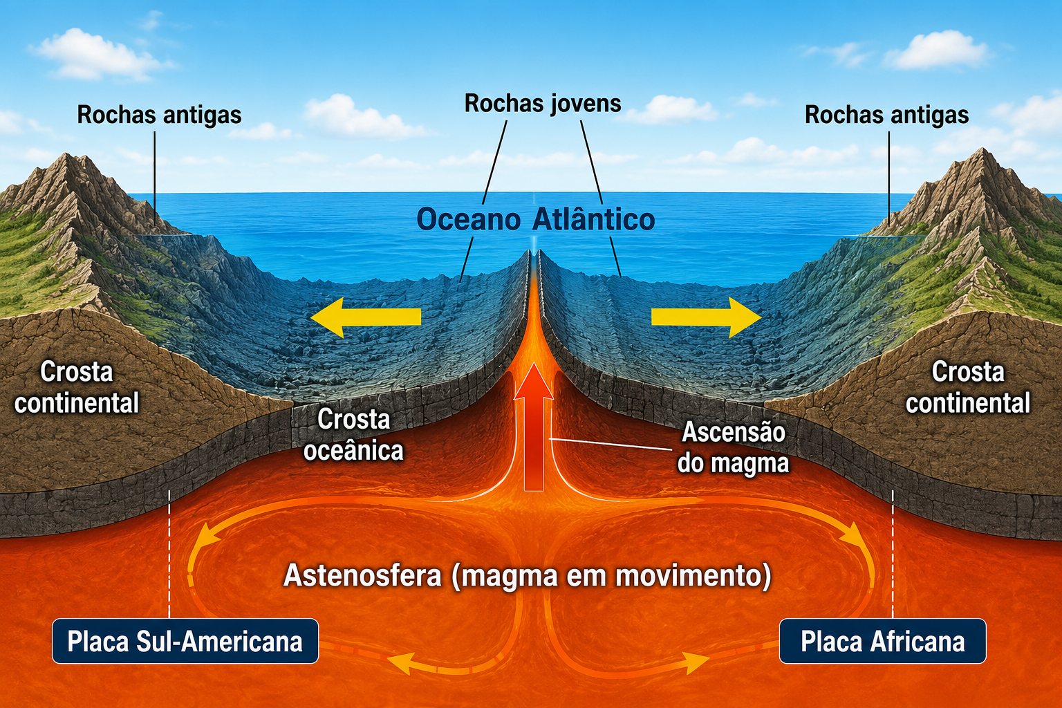 As dorsais meso-oceânicas, onde nasce a nova crosta oceânica