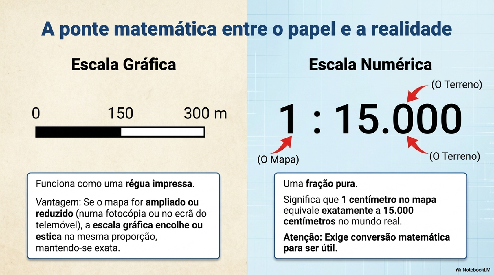 Diferença entre escala gráfica e escala numérica