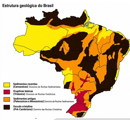 Estrutura geológica do Brasil – crátons, bacias sedimentares e dobramentos