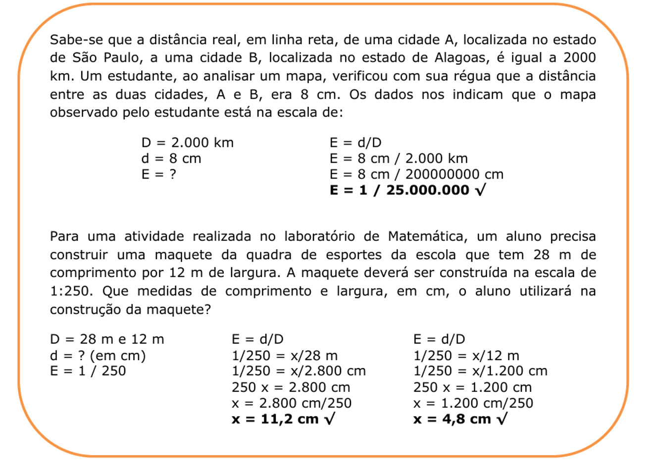 Exemplos resolvidos de cálculo de escala cartográfica