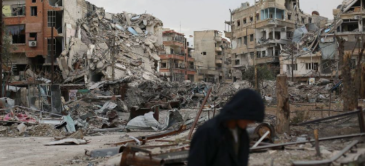 Cidade síria destruída após anos de guerra civil