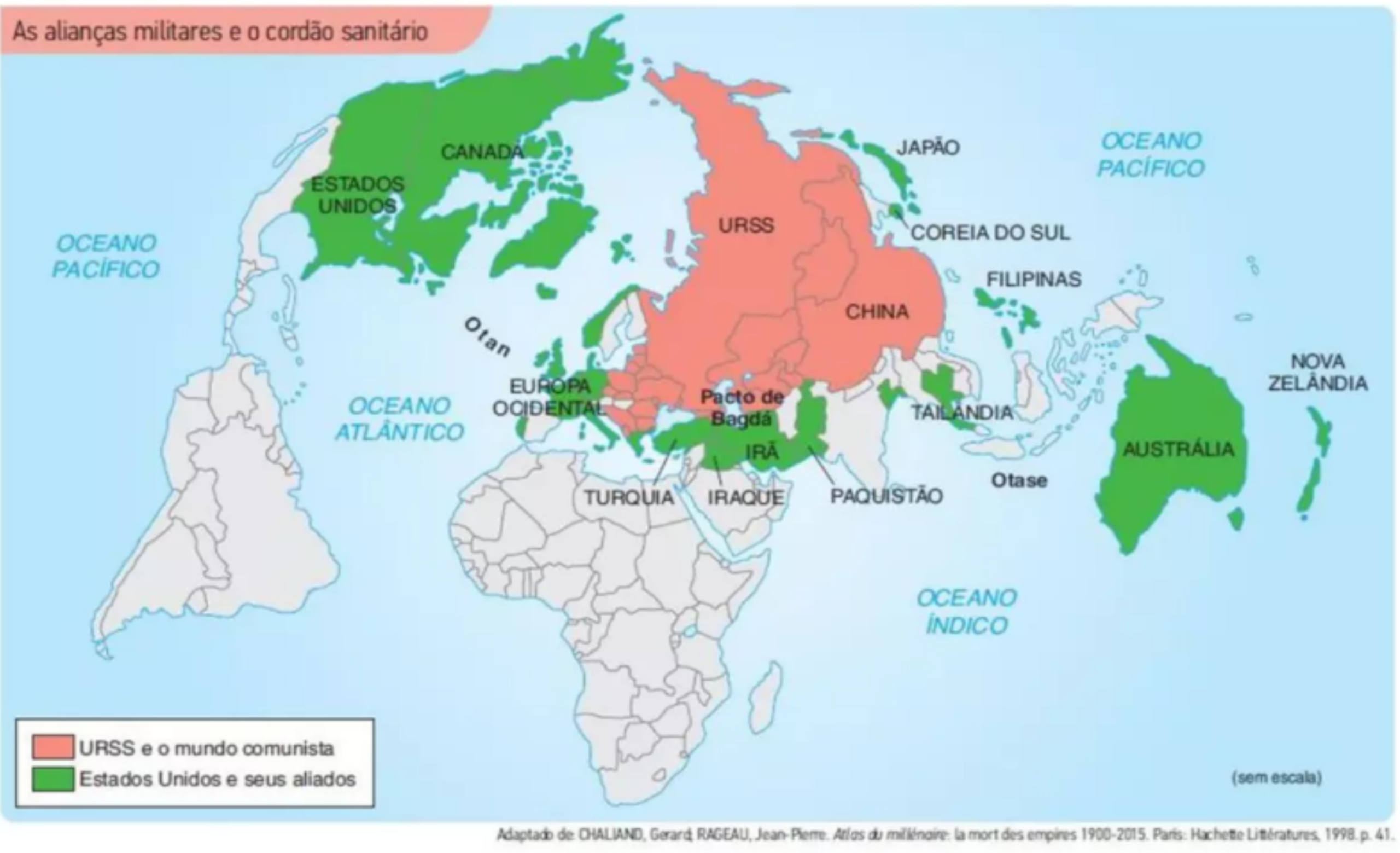 Mapa das alianças militares e do cordão sanitário