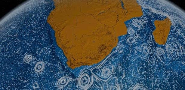 Visualização das correntes oceânicas do mundo pela NASA