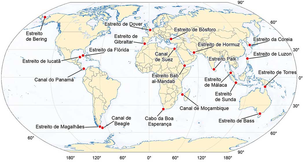 Passagens marítimas estratégicas e gargalos do comércio mundial